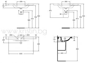 Мивка с плотове  60 см Connect E812901 Ideal Standard