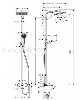 Hansgrohe  Crometta E240  - душ система с термостатен смесител за вана/душ